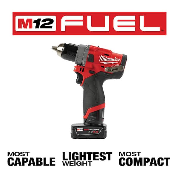 2 x 6.0Ah Batteries & Charger Milwaukee M12FPD 12V Fuel Percussion Combi Drill