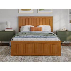 Naples Light Toffee Natural Bronze Solid Wood Frame Full Low Profile Platform Bed with Matching Footboard