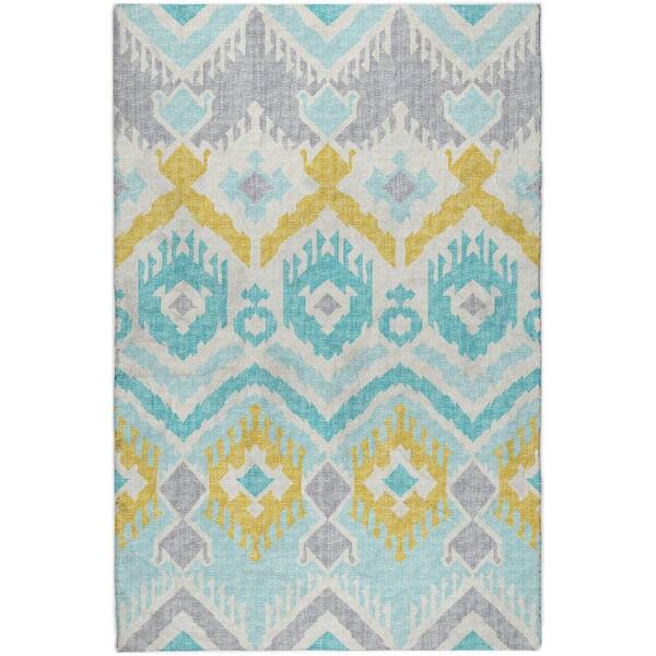 Dream Shag Premium Machine Washable Abstract ADS108 Aqua 10 ft. x 14 ft. Area Rug
