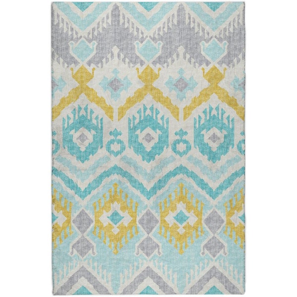 Dream Shag Premium Machine Washable Abstract ADS108 Aqua 5 ft. x 7 ft. 6 in. Area Rug