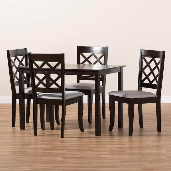 Baxton Studio Verner 5-Piece Gray and Espresso Dining Set 157-97268026-HD -  The Home Depot