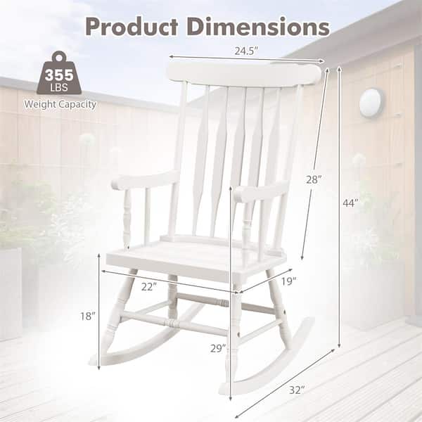 Costway White Wood Indoor Outdoor Rocking Chair Rocker QD-64