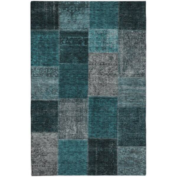 Dream Shag Premium Machine Washable Abstract ADS663 Teal 8 ft. x 10 ft. Area Rug