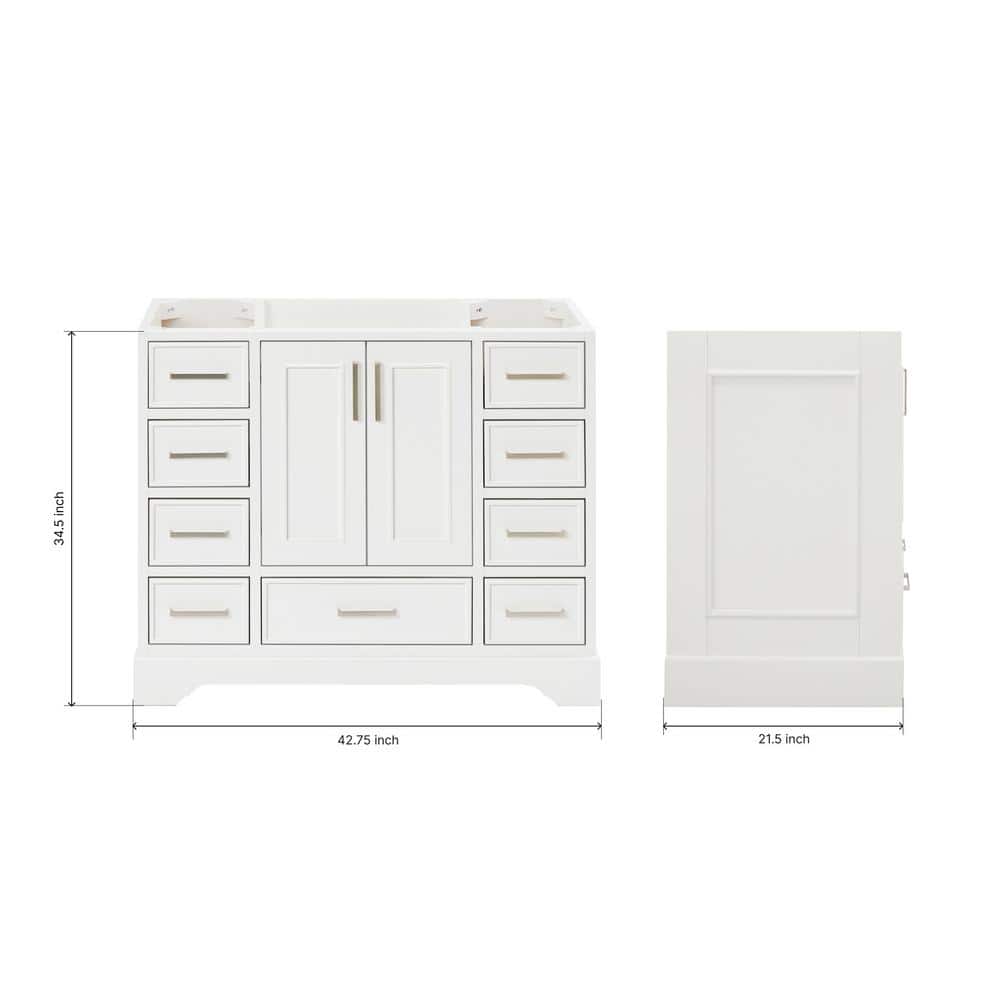 Stafford White Solid Wood 43" Freestanding Bathroom Vanity Cabinet