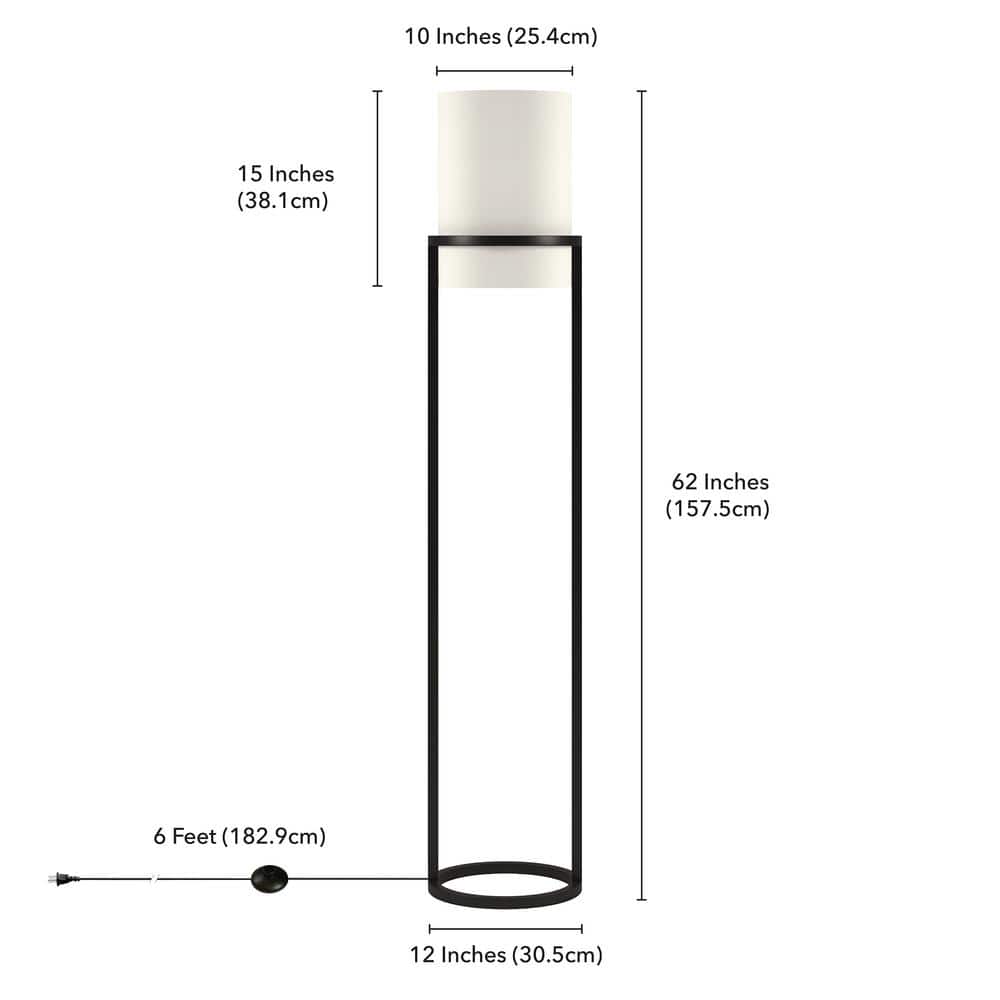Casimir Blackened Bronze Cylinder Floor Lamp with Linen Shade