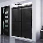Essence 56 in. W- 60 in. W x 76 in. H Sliding Frameless Shower Door in Satin Black with Tinted Glass