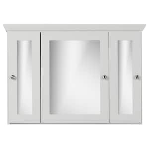 36 in. W x 27 in. H x 6.5 in. D Tri-View Surface-Mount Medicine Cabinet Rectangle/Mirror in Dewy Morning