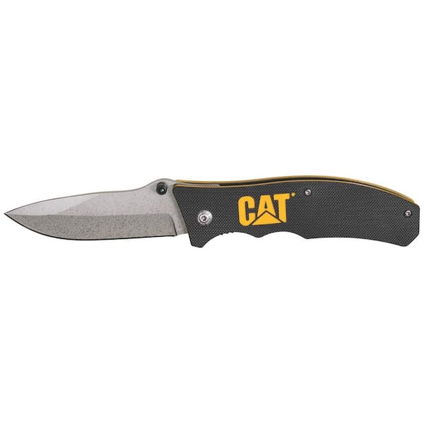 CAT 3.125 in. Stainless Steel Straight Edge Drop Point Folding Knife