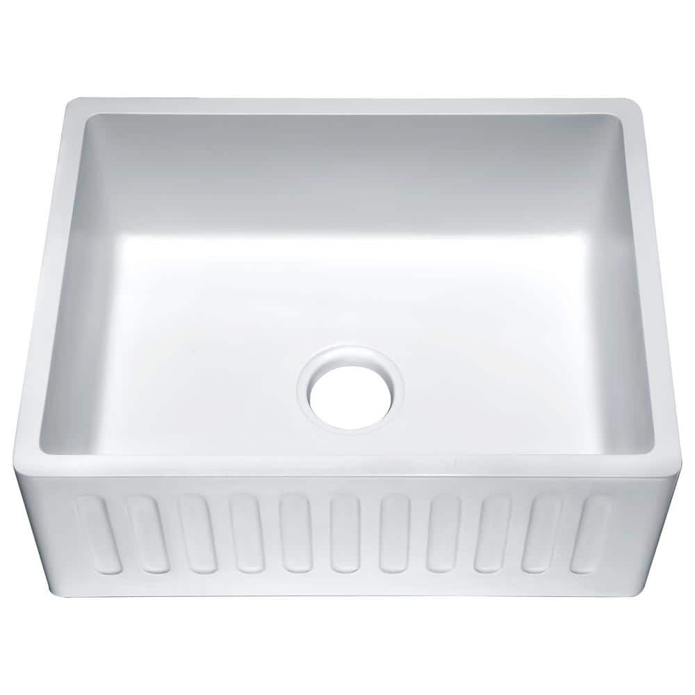 Roine Farmhouse Solid Surface Man Made Stone 24 in. Single Bowl Kitchen Sin