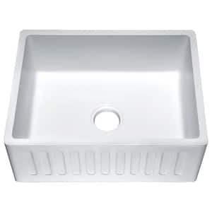 Roine Farmhouse Solid Surface Man Made Stone 24 in. Single Bowl Kitchen Sink in Glossy White