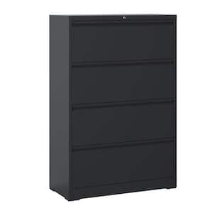 4-Tier in. 52.28 H Black Metal File Cabinet Locker with 4-Drawers and Key