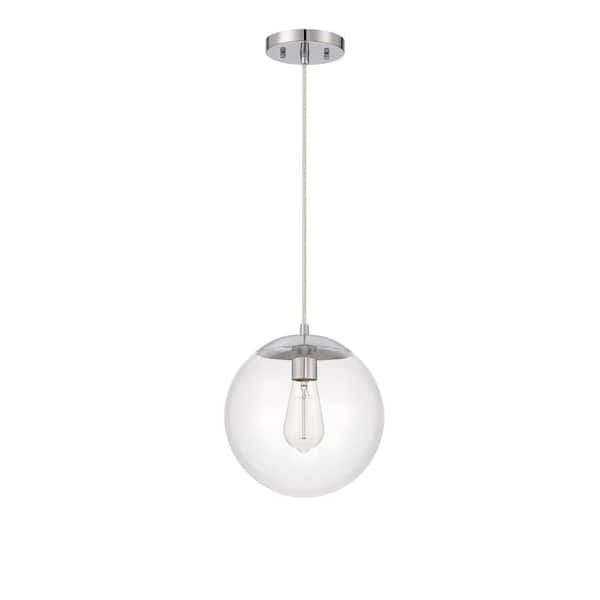 CRAFTMADE Gaze 60-Watt 1-Light Chrome Finish Dining/Kitchen Island 14 in. Pendant w/ Clear Glass Shade No Bulbs Included