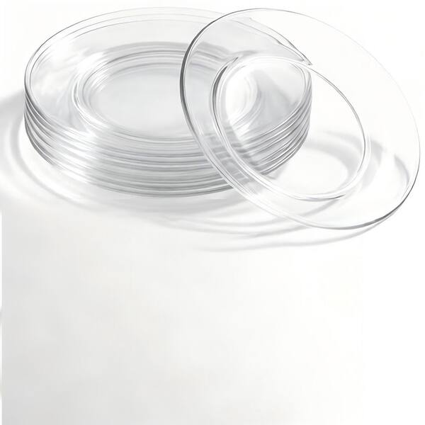 8-Pack Glass Dessert Plates, 7.5 in. Clear Salad and Appetizer Plates, Snack Fruit Dinner Serveware