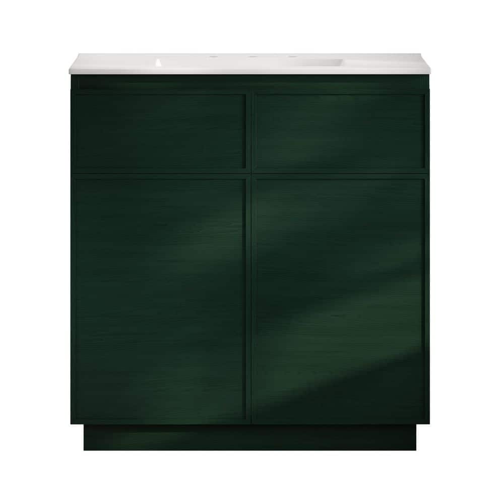 St. Tropez 36 in. Freestanding Bath Vanity in Green Oak with White Ceramic 3-Hole Widespread Sink Top price history on PriceWatchPro