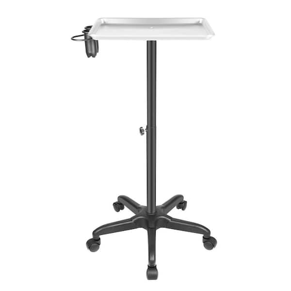 YIYIBYUS 1-Tier Metal Height Adjustable 5-Wheeled Salon Tray in Silver