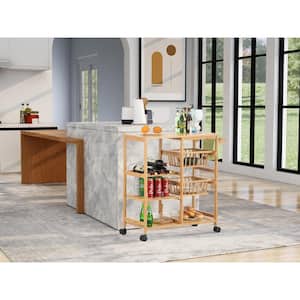 Natural Bamboo Kitchen Cart with Drawer
