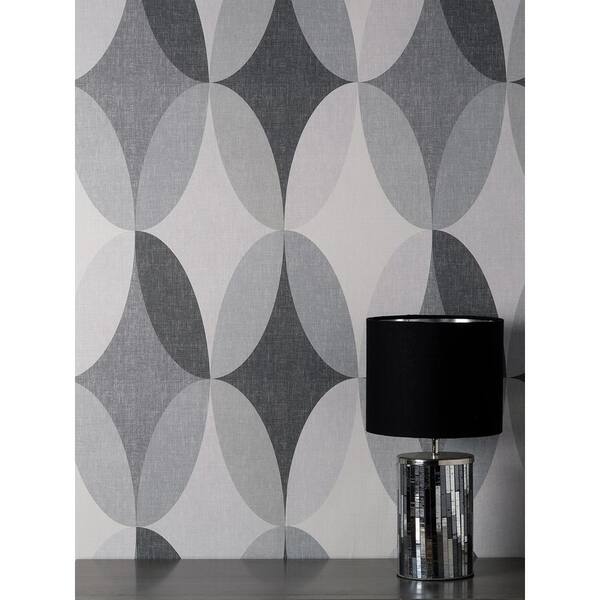 Fine Decor Kirby Charcoal Oval Geo Non Pasted Vinyl Wallpaper M1639 The Home Depot