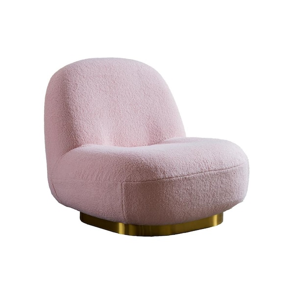 Wateday Pink Velvet Swivel Side Chair with Gold Base