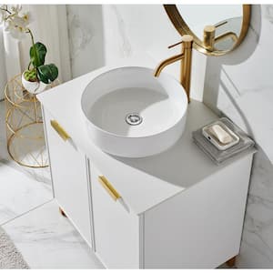 30in. W x21in. D x29in. H single Sink White Modern Bathroom Vanity with White Ceramic Sink Top