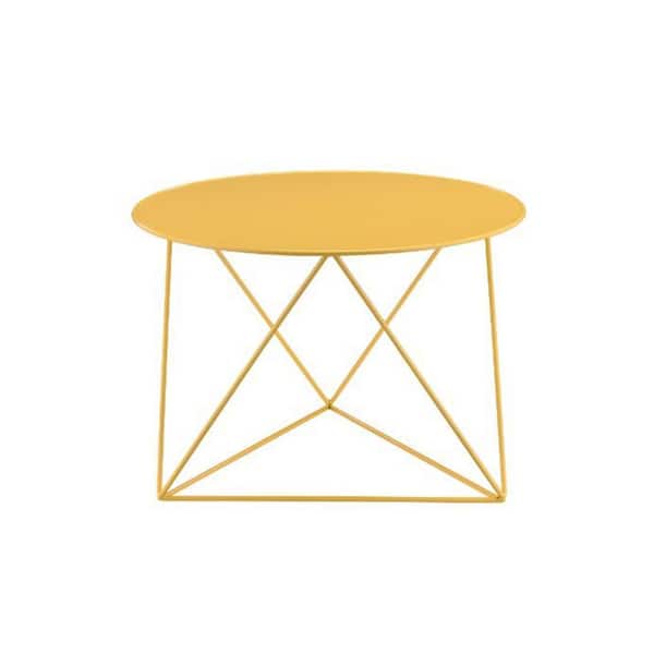Donason 23 in. W Yellow Small Round Metal Coffee Table