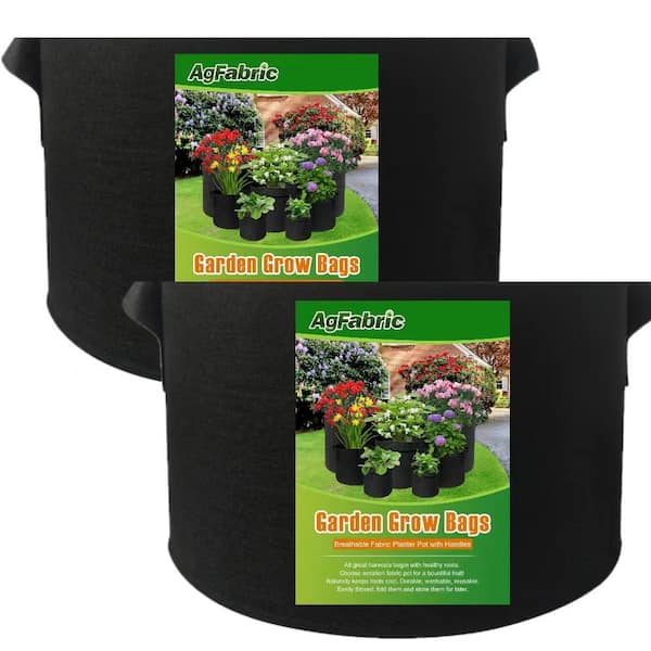 Agfabric 39.37 in. Dia x 19.7 in. H 100 Gal. Black Mount Planter Plant Grow Bag Planter Fabric Grow Bag (2-Pack)