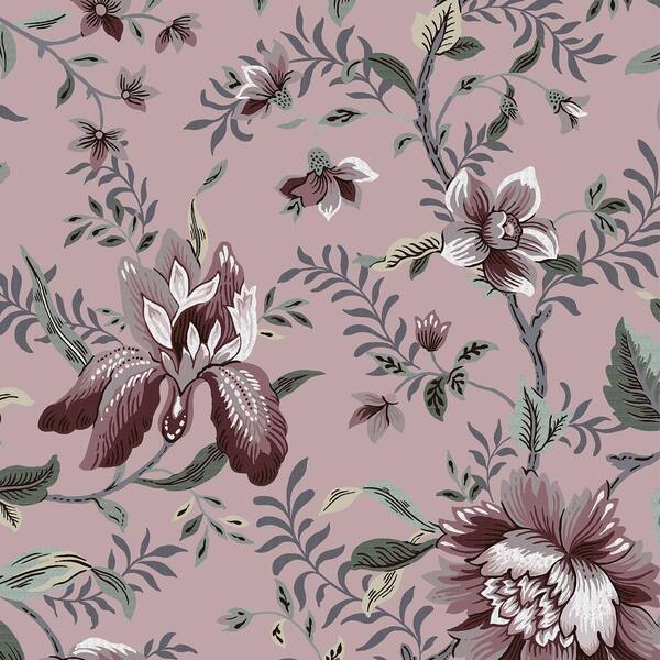 Laura Ashley Edita's Garden Pale Blackberry Pink Removable Wallpaper Sample