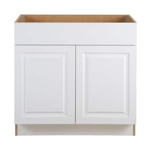 Benton Assembled 36x34.5x24 in. Sink Base Cabinet with False Drawer Front in White