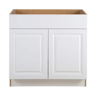 Benton Assembled 36x34.5x24 in. Sink Base Cabinet with False Drawer Front in White