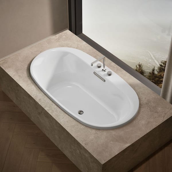 KOHLER Underscore 66 in. x 36 in. Oval Soaking Bathtub with Center