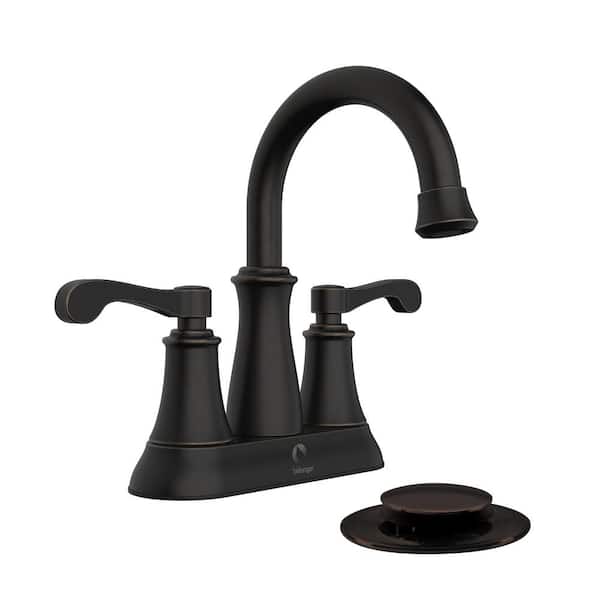 KEENEY Belanger RUS74WORB 4 in. Centerset 2-Handle Bathroom Faucet with Pop-Up Assembly in Oil Rubbed Bronze
