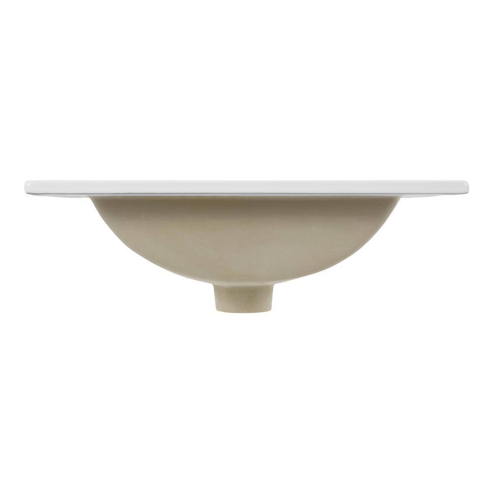 White Ceramic 20" Rectangular Single Sink Basin Vanity Top