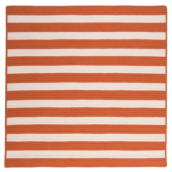 Home Decorators Collection Baxter Tangerine 8 ft. x 8 ft. Square Braided Indoor/Outdoor Patio Area Rug