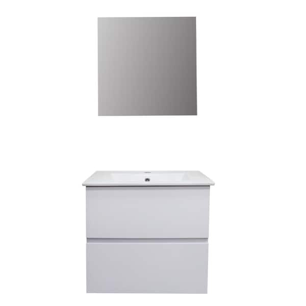Mediterraneo Dubai 24 in. W x 18 in. D x 20 in. H PVC Bath Vanity in White with Vitreous China Top and Basin in White and Mirror