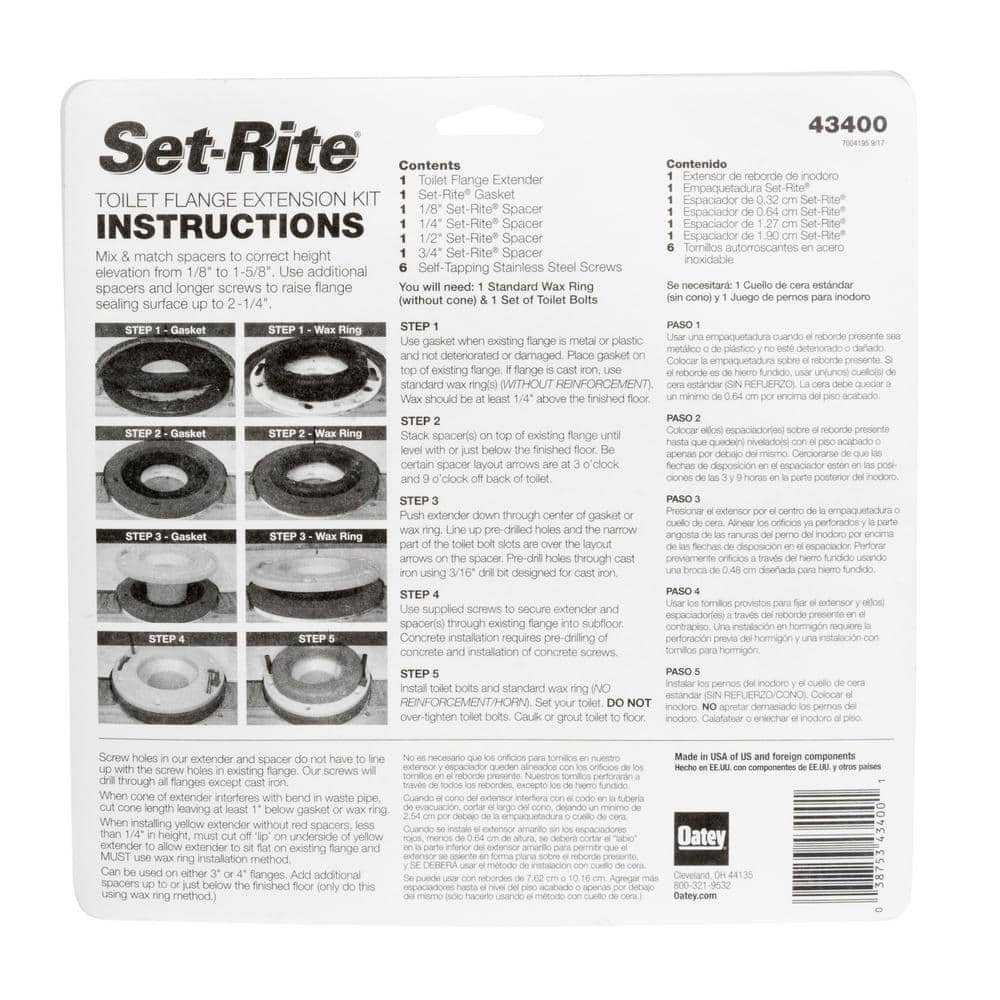 Set-Rite Multicolored Plastic Toilet Flange Extender Kit