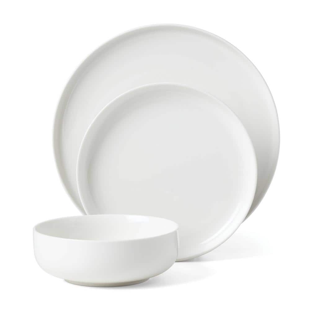 White Porcelain 12-Piece Dinnerware Set for Four