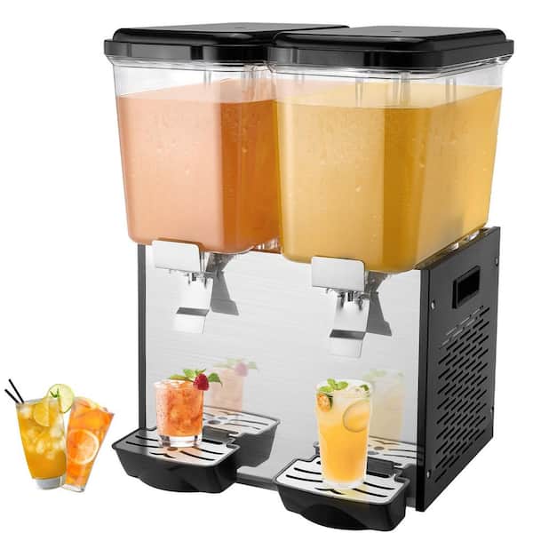 VEVOR Commercial Beverage Dispenser,2 Tanks 19 Qt. Per Tank Juice Dispenser,370-Watt Stainless Steel Iced Tea Drink Machine