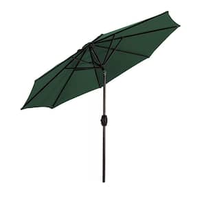9 ft. Tilt and Crank Patio Table Umbrella With Square Base in Dark Green