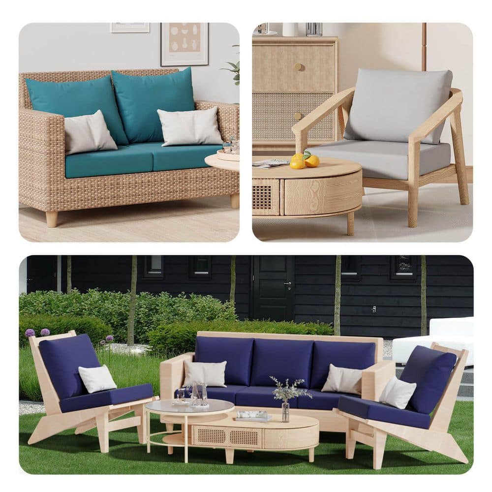SenQWFa Square Large Navy Blue Outdoor Cushion Slip Cover Set of 8