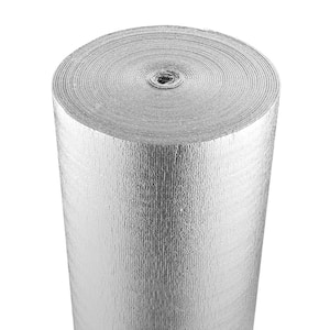 Double Reflective Insulation Roll 23.8 in. x 50 ft. Foam Core Radiant Barrier 3.2 mm Double-Sided Aluminum Foil EPE Foam