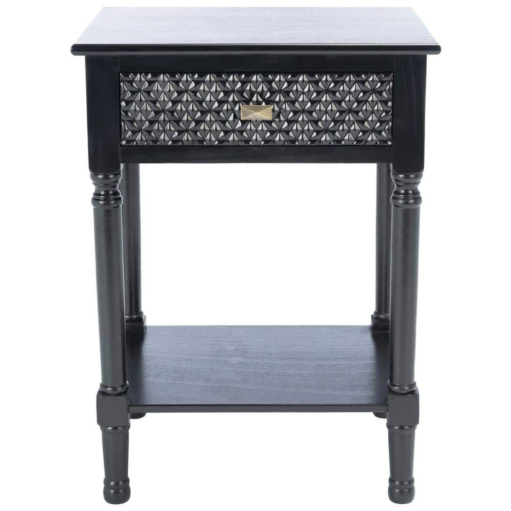 Halton Black Wood 22" Rectangular Accent Table with Storage