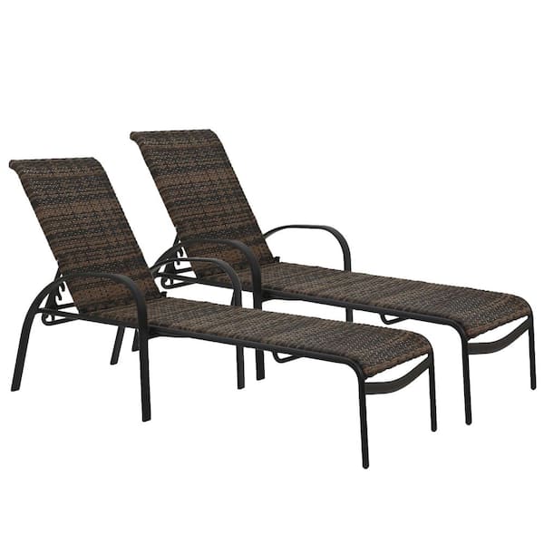 Courtyard Casual Santa Fe Outdoor Wicker Aluminum Chaise Lounge
