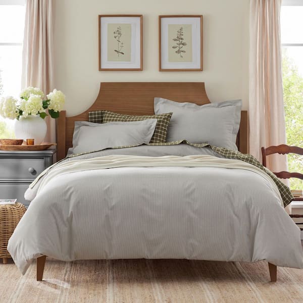 Company Cotton Stripe Yarn-Dyed Stripe Green Cotton Percale Standard Pillowcase (Set of 2)