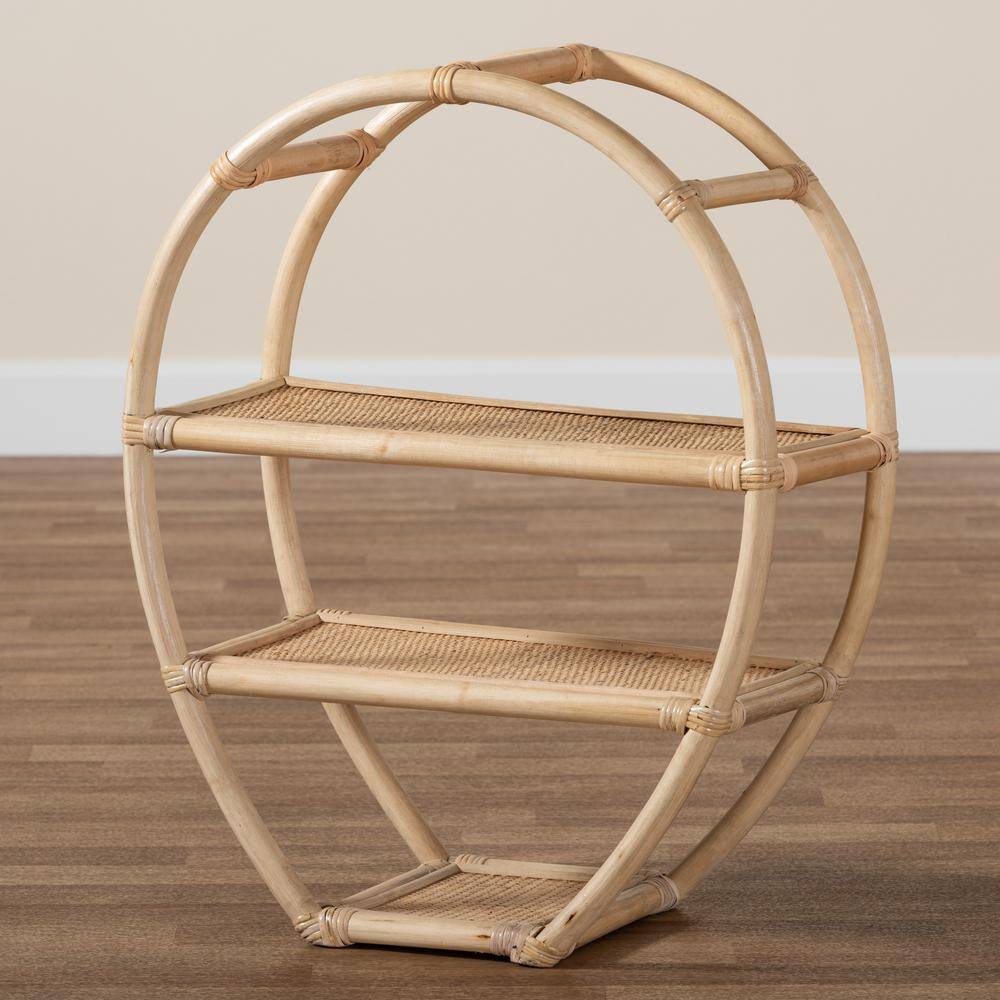 Ruana Bohemian Natural Brown Rattan 3-Tier Display Shelf