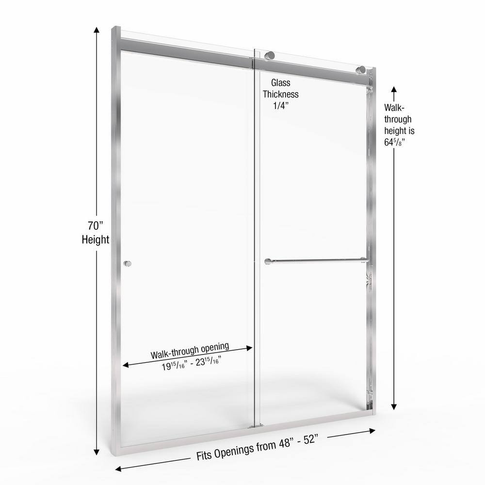 Rotolo 70" High Clear Glass Semi-Frameless Shower Door in Brushed Nickel