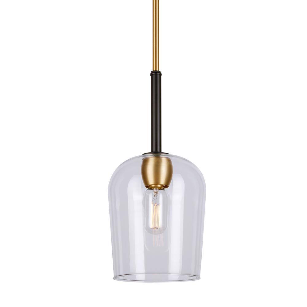 Palmer 15" Gold and Black Glass Mini Pendant Light