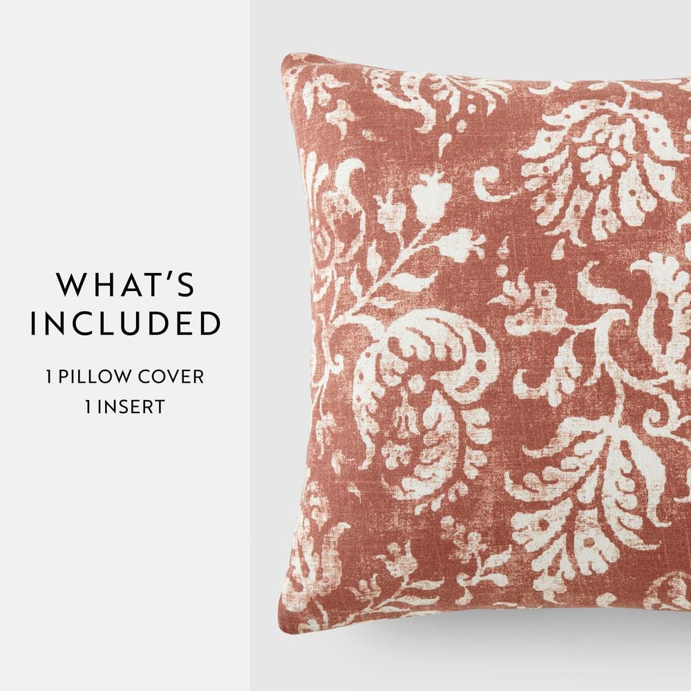Elegant Rose Cotton Square Throw Pillow with Removable Cover