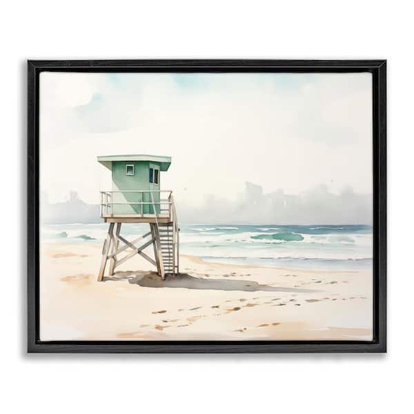 Stupell Industries Summer Lifeguard Stand by Arlington Prints Black Floater Frame Coastal Graphic Art Print 17 in. x 21 in.