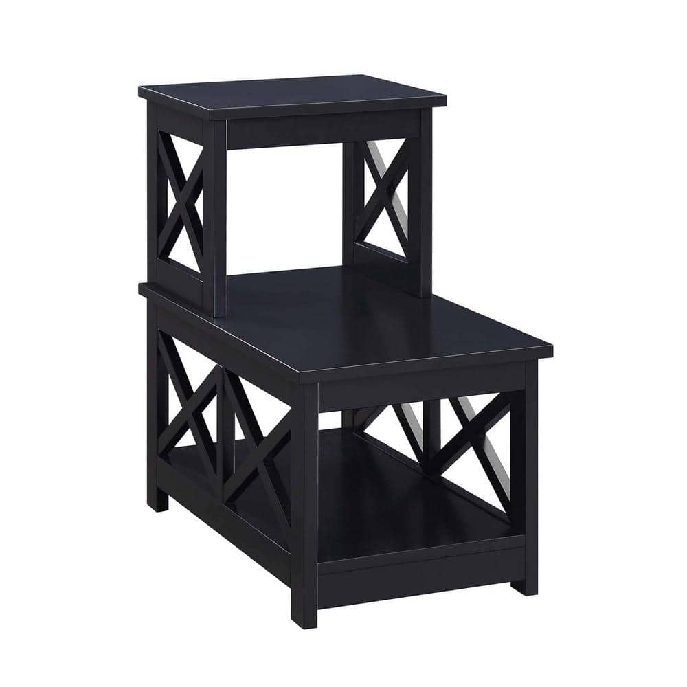 Oxford 23.75 in. White Wood 2 Step Chairside End Table