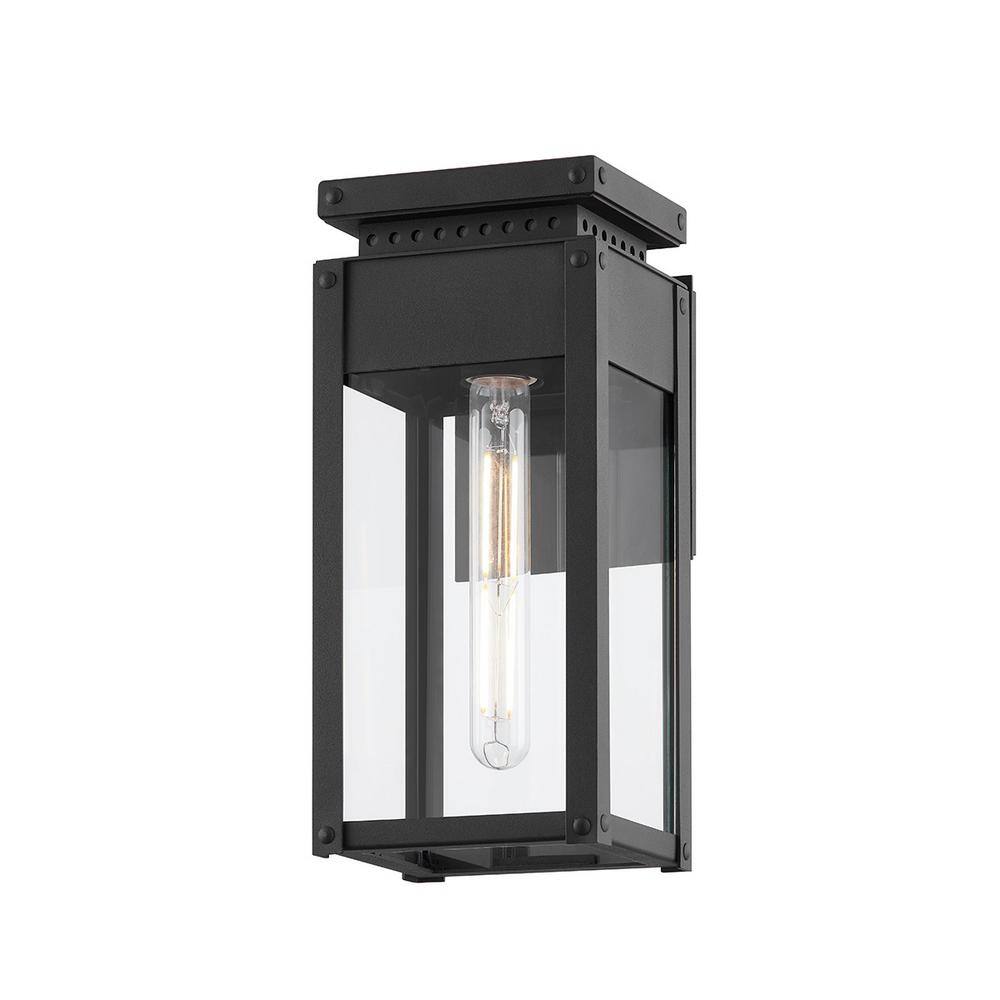 Troy Lighting Braydan 6 in. 1-Light Textured Black Outdoor Lantern Wall ...