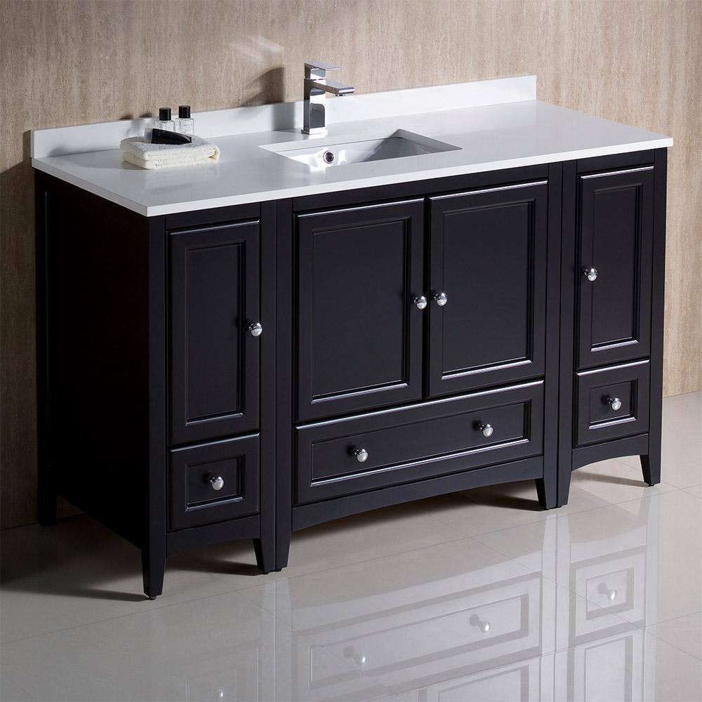 Espresso Oxford 54" Freestanding Bathroom Vanity with Quartz Top